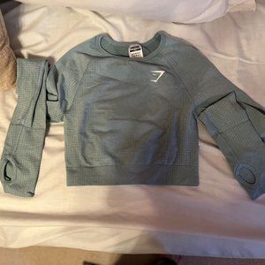 Gymshark Light Blue Vital Seamless 2.0 Long Sleeve Crop Top